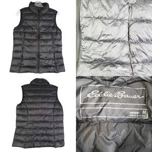 Eddie Bauer Puffer Vest Women’s Size Medium M Black EB650 Full Zip Sleeveless
